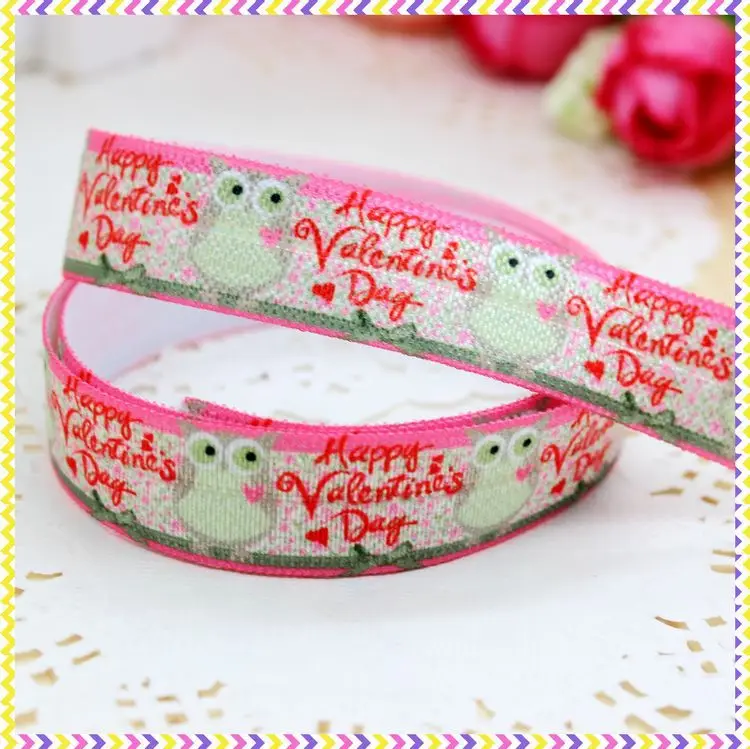 5/8'' Free shipping Fold Over Elastic FOE valentine owl printed headband headwear hair band diy decoration wholesale OEM B695 | Дом и