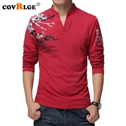 Covrlge 2018 Spring Men T-shirt 100% Cotton Comfortable Male Long Sleeve Tee Shirt Fashion V-neck Print T-shirts Fitness MTL089 Covrlge 2018 Spring Men T-shirt 100% Cotton Comfortable Male Long Sleeve Tee Shirt Fashion V-neck Print T-shirts Fitness MTL089