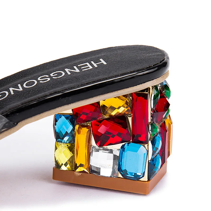 Rhinestone PU Fish mouth toe heels women sandals 2019 fsahion sexy shoes woman High Heels sandals women slippers ladies shoes
