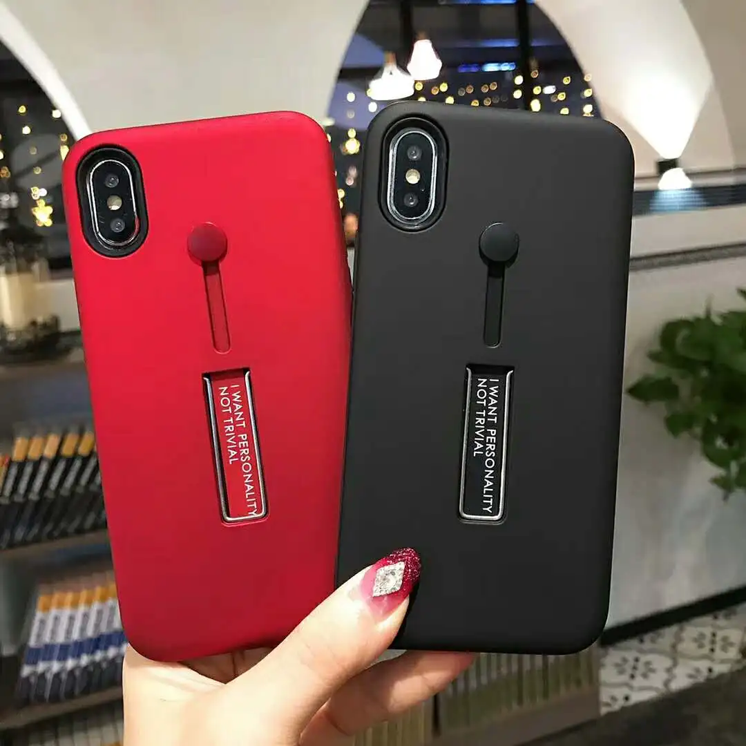 

Luxury Hide Stand Case for iphone 6s 6 7 8 Plus X Xr XSMax Holder Fashion Classic Black Red Matte Silicon Ring Phone Cover