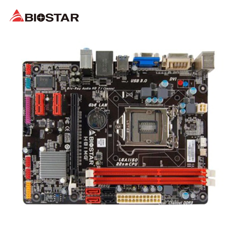 

BIOSTAR H81MG Desktop Motherboard H81 LGA 1150 i7 i5 i3 DDR3 16G SATA3 USB3.0 Micro ATX