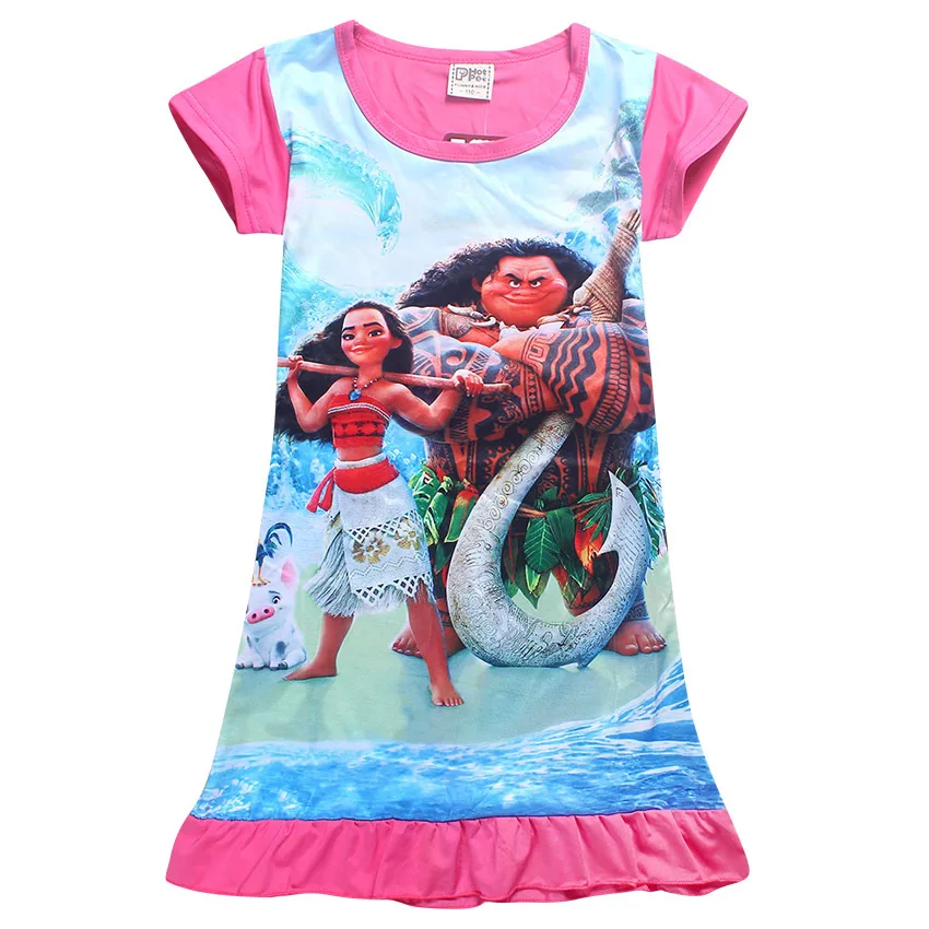 2017 Summer Moana Dresses for Girls Princess Birthday Party Dress Children Elsa Anna trolls Costume Kids Clothes Vestido vaiana (7)