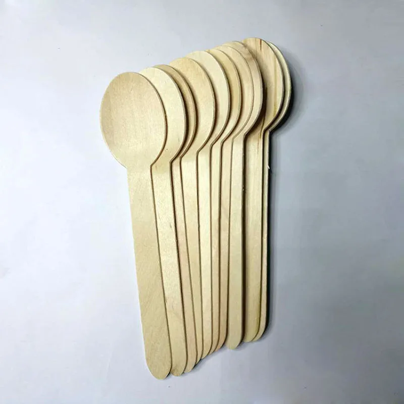 16cm Wooden Spoons Disposable Wood Ice Cream Honey Jar Spoons Casual