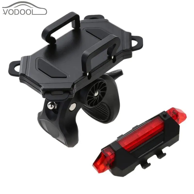 Bicycle Handlebar Phone Mount Bike Handle Bar Holder Bracket Rechargeable LED Flash Strobe Night Warning Tail