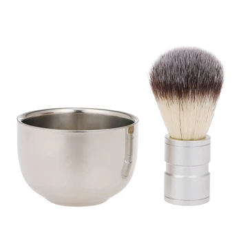 

Men's Shaving Brush with Soap Bowl Cream Mug Barber Salon Men Facial Beard Cleaning Tools Set