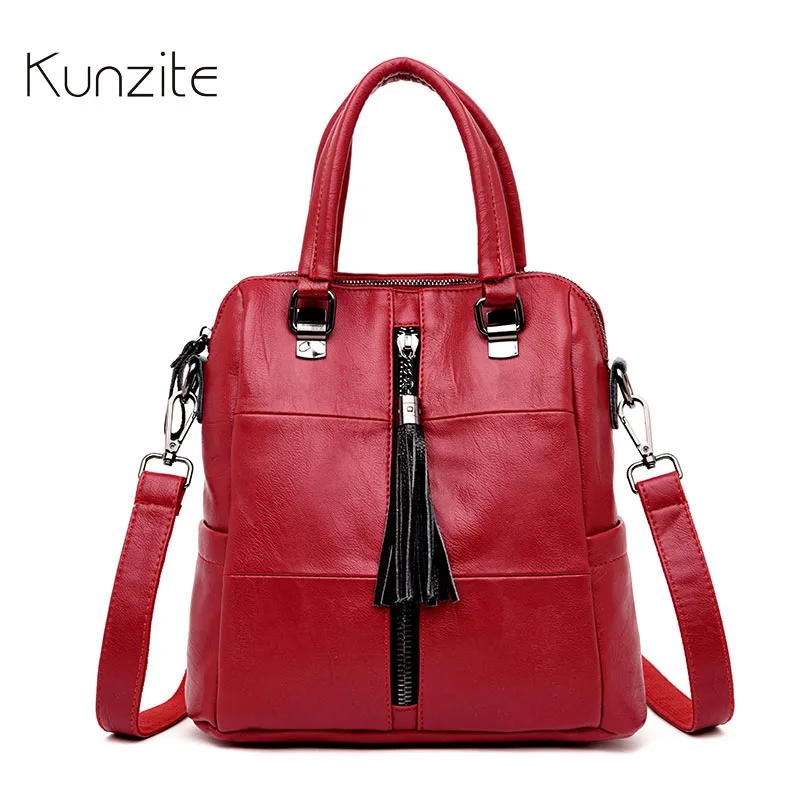 

Women Backpack with Tassel Square Knapsack Female Quality Leather Daily Daybags Casual Rucksack School Bags for Ladies and Girls