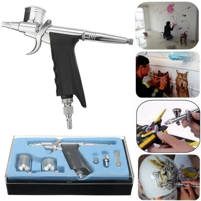 Dual Action 0.3mm 7cc and 11cc Airbrush Spray G un Airbrush Kit for Model Paint Tattoo