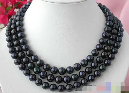 

song voge gem nanJ0458 3ROW BLACK ROUND FW PEARL NECKLACE SILVER MABE