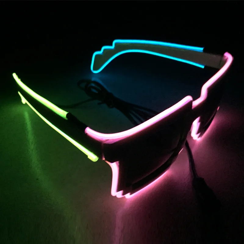 

10pcs/lot Shutter Light Up Glow El Wire Glasses EDM EDC Rave Party Bar Eyeswear Accessory Sunglasses Music-Box for holiday z20