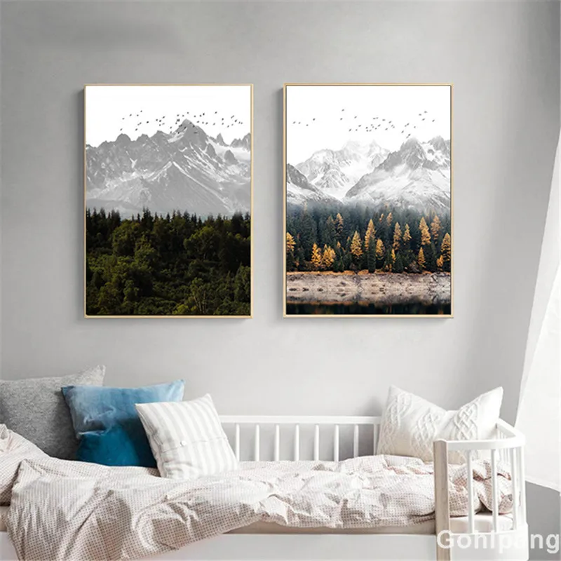 Winter-Scenery-Wall-Picture-Nordic-Canvas-Painting-Living-Room-Wall-Art-Snow-Forest-Mountain-Landscape-Minimalist (3)