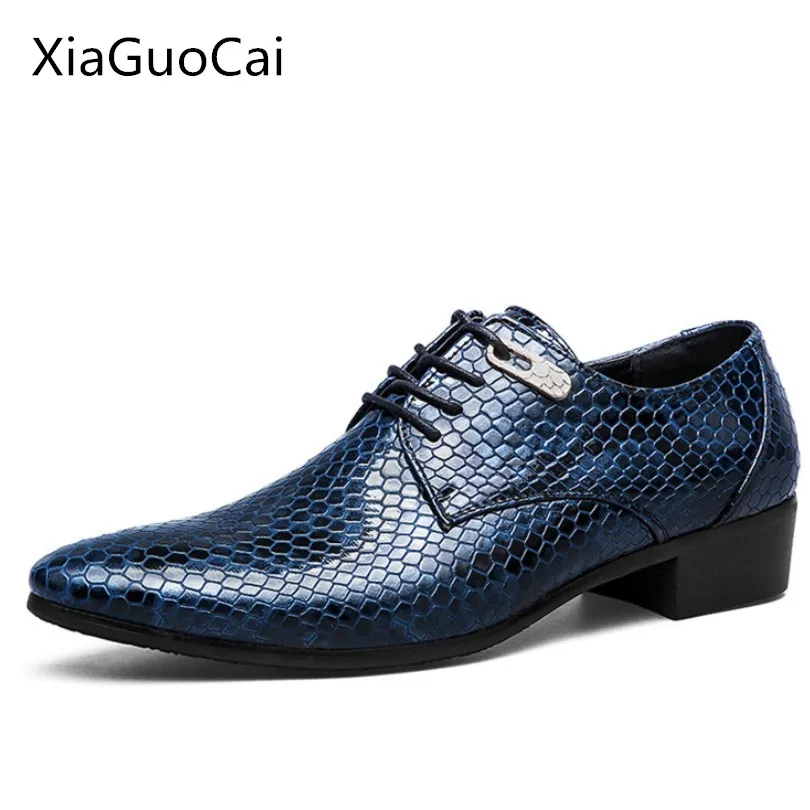 

Python Pattern High Quality Men Oxfords Party Wedding Men Flats Patent Leather Men Business Shoes 1108 35