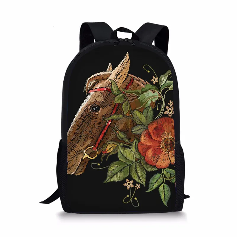 ELVISWORDS школьные сумки для детей, девочек, красивый декор с изображением лошади, принт, рюкзак для подростков, милый школьный рюкзак с изображением лошади, Mochila Escolar - Цвет: YQ674C