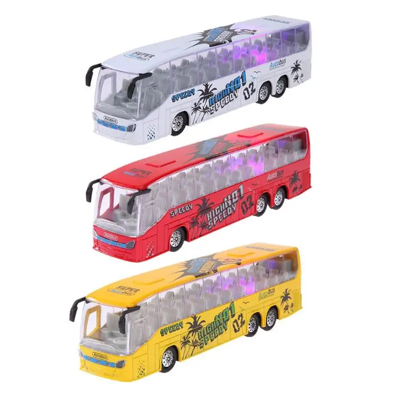

1:50 Scale Pull Back Music Bus Metal Diecast Model LED Light Children Toy