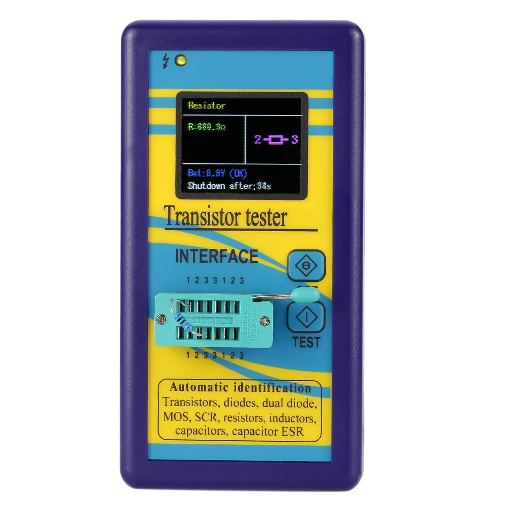 

128*160 Multi-purpose Transistor Tester Diode Thyristor Capacitance Resistor Inductance MOSFET ESR LCR Meter TFT Color Display