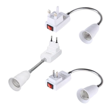 

LumiParty E27 Light Bulb Socket Adaptor Flexible Extension LED Lamp Base Switch Holder US/EU Plug
