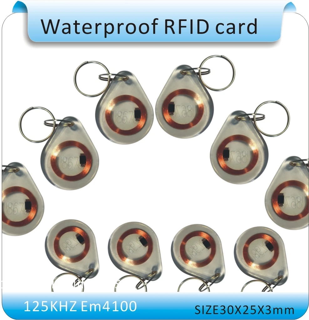 

Free Shipping 10PCS/Lot 125KHZ RFID  Smart ID Key Fobs / ID Tag / RFID  EM4100 keyfob  Waterproof