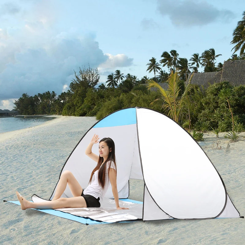 

Anti UV Automatic Camping Beach Mat Folding 2 Persons Tent Instant Pop Up Outdoor Sunshelter 4 Season Tent