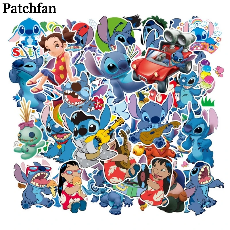12 компл./лот Patchfan 55 шт./компл. Лило и Стич мультфильм дети наклейки для скрапбукинга DIY ноутбук скейтборд украшение значок Пастер A2050