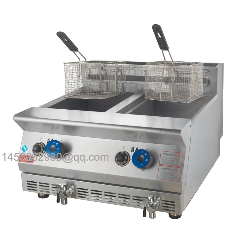 

High Quality Counter Top 2 Tanks 2 Basket 24L Oil Saving Gas Fryer for Sale
