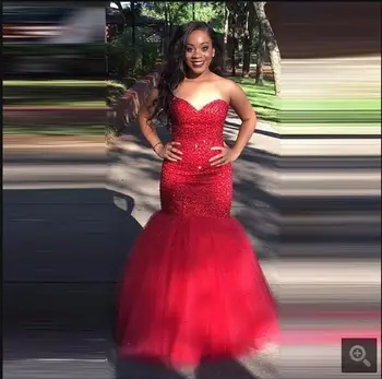 

2017 free shipping red mermaid heavily beading sequins prom dress strapless sweetheart neckline elegant prom gowns best selling