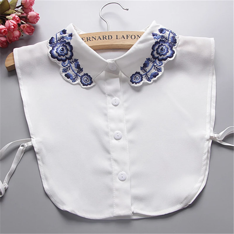 Womens chiffon embroidery fake collar detachable collars on Aliexpress