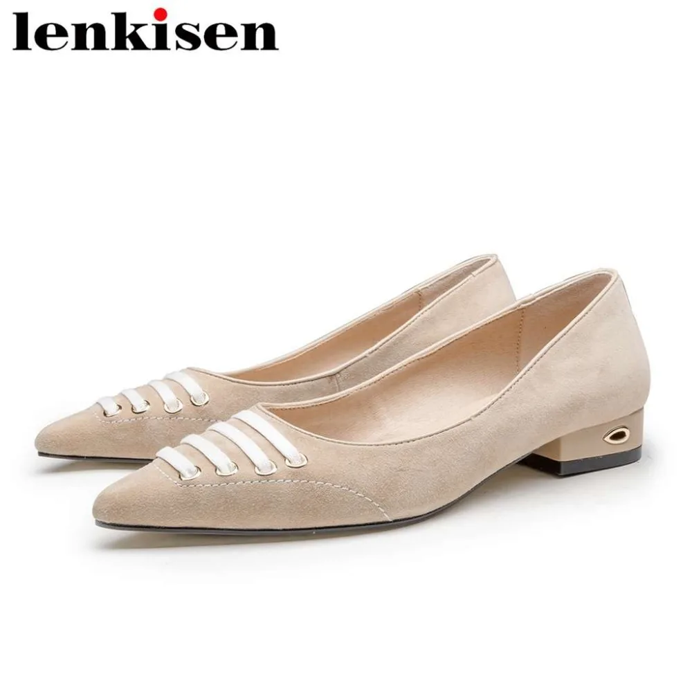 

Comfortable hand-sewn leather loafers genuine leather slip on pointed toe driving shoes concise style low heels oxford pumps L12