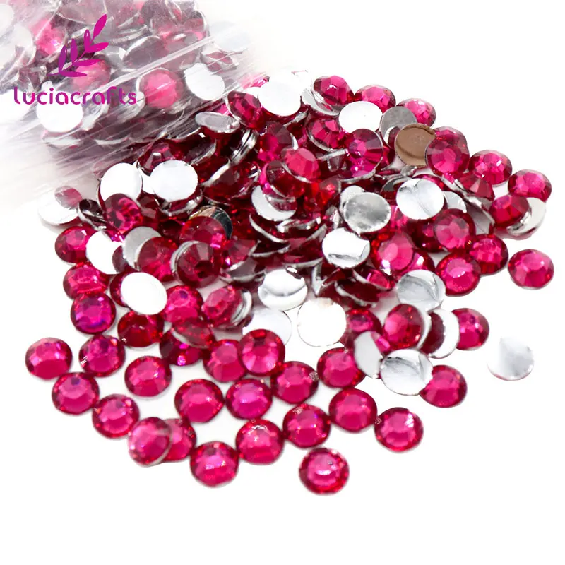 Lucia crafts 18 цветов для резки 6 мм SS30 288 шт./лот плоские с оборота Стразы DIY Украшение камнями аксессуары F0802 - Цвет: rose red