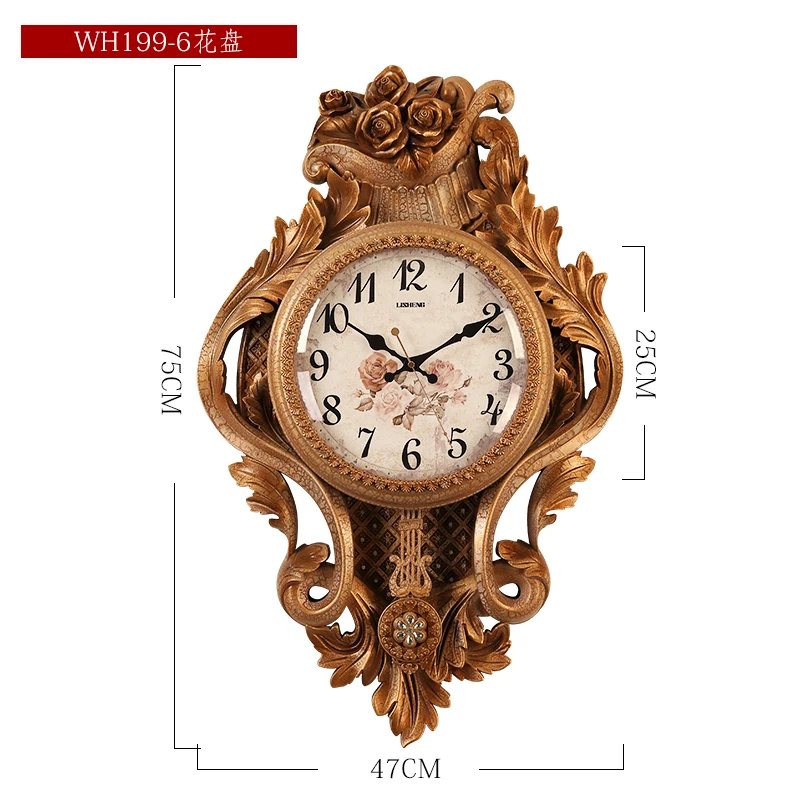 Atmosphere Wall Clock Retro Wall Clock Color:E-75X47cm