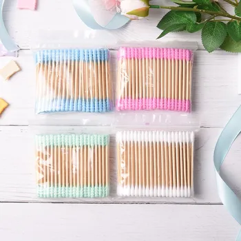 

100 Pcs Multi-color Cosmetic Cotton Swab Stick Double Head Cotton Buds Ear Clean Tools