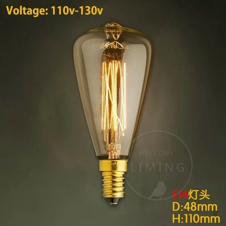 ST48 E14 110V Винтаж Ретро E14 Edison спиральная лампа накаливания светильник лампы накаливания для подвесные светильники Гостиная Спальня 220V Новинка приспособление - Цвет: ST48 E14 110V
