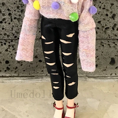 1 шт. ручной работы Blyth кукла рваные черные брюки для OB24, Licca, Azone, Holala, средний Blyth аксессуары для кукол - Цвет: 1pcs pants