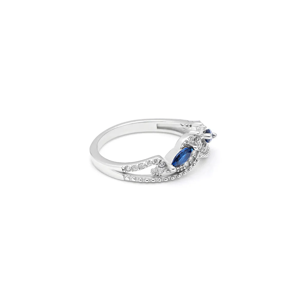 Синий капли воды Цирконий 925 пробы Серебряные ювелирные изделия классический Обручение кольцо для Для женщин Камень Свадебная мода кольцо