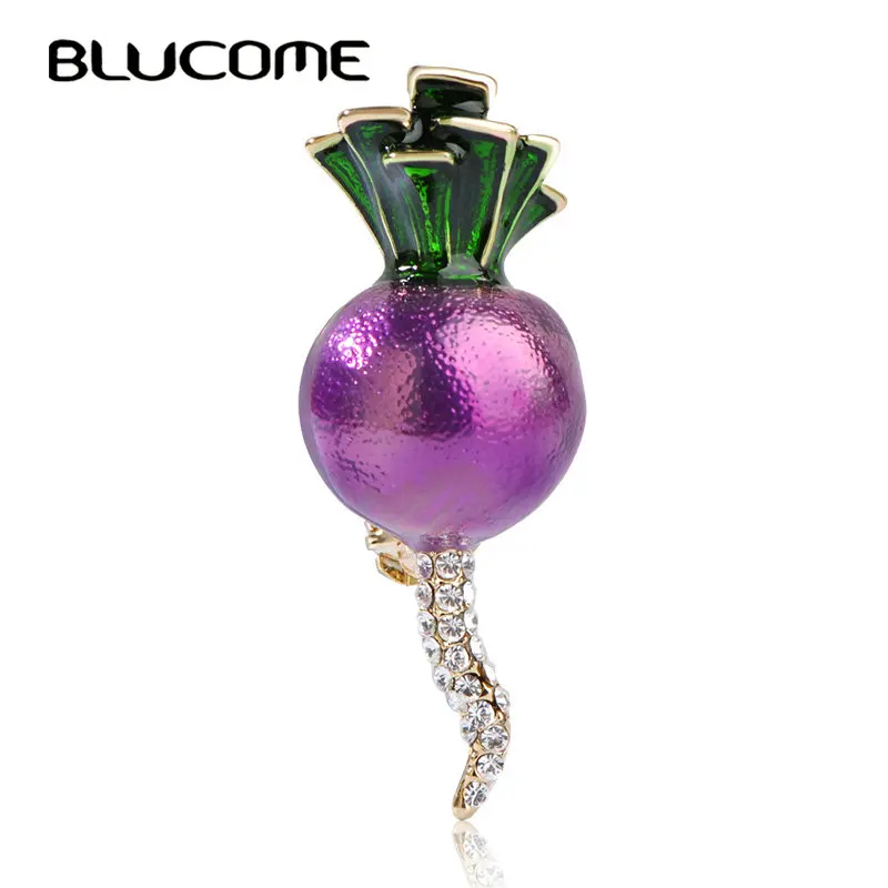 

Blucome Red Enamel Radish Brooch For Kids Hat Scarf Sweater Pins Gold-color Alloy Plants Brooches Girls Gifts Birthday Jewelry