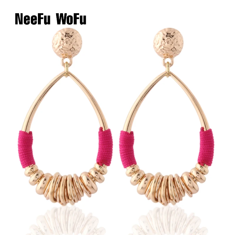 

NeeFuWoFu Earring danger manual Wax line earrings Zinc alloy earring Grape string Fashion Big Ear Drops Copper Charm Earrings