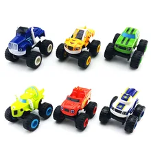 Ensemble d'engins à moteur jouets pour enfant, voiture miniature, tracteur modèle réduit, camion concasseur Russe Miracle, figurine Blazed, véhicules avec visage, idée cadeau d'anniversaire, 6 pièces/lot,