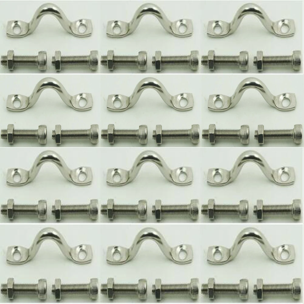 

Stainless Steel Canoe Kayak Deck Pad Eyes Loops Rigging Fishing Hardware Safe Accessory - screws & nuts