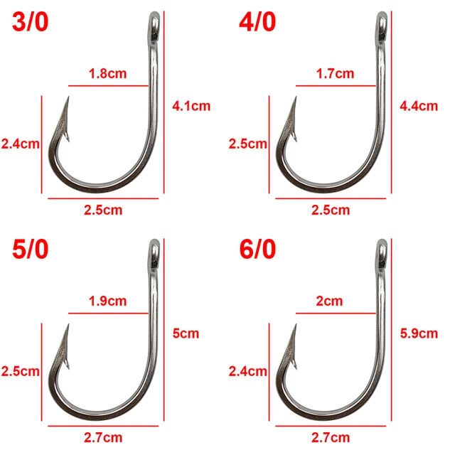 40pcs 7691 Stainless Steel Fishing Hooks Sharp Big Thick Tuna