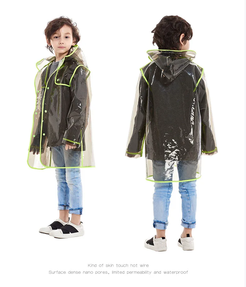 Модный прозрачный дождевик Yuding, туристический плащ с капюшоном, дождевик, дождевик для мальчиков и девочек, студенческий дождевик для детей 105-180 см
