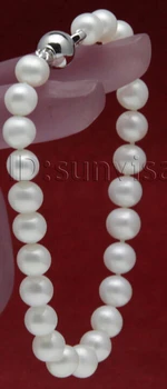 

V65H E462 FREE shipping>>>> AAA beautiful 7-8mm white fresh water pearls bracelets 7.5"