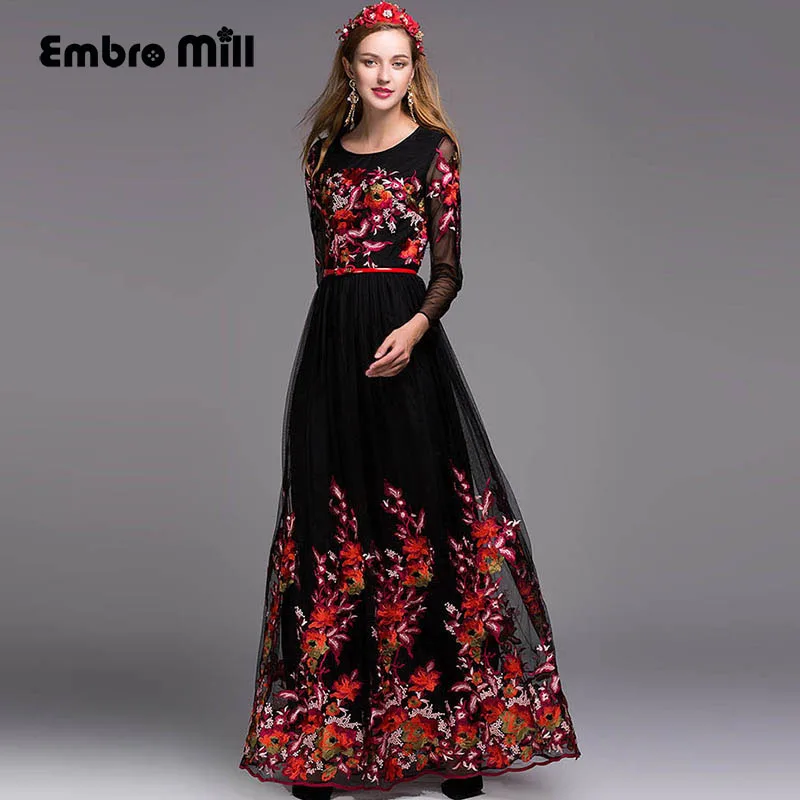 Buy High quality maxi dresses with flowers 2017