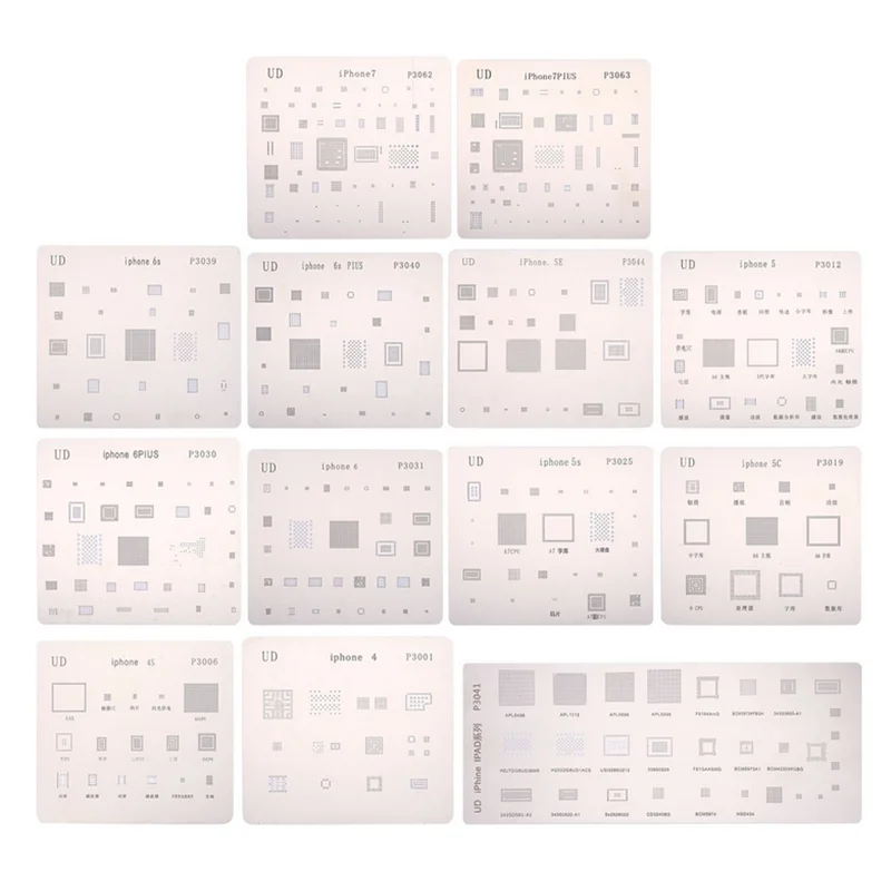 19 шт. IC чип наборы трафаретов для пайки BGA инструмент для припоя шаблон для iPhone XS MAX XR 8P 7P 6SP 7 6 S 6 SE 5S 5C 5 4S iPad