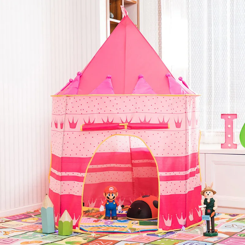 Детская палатка, игрушечная палатка для детей, розовый, голубой, игровой домик, для улицы/дома, забавные игрушки, замок, вилла, складные игровые палатки, игрушки для детей - Цвет: Style 01