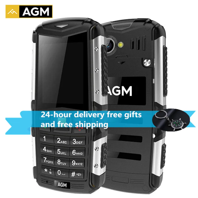 

AGM M1 Cellphone Tri-proof 2.0'' 128MB+64MB 2.0MP 2570mAh IP68 Waterproof Telephone 3G GSM WCMA Russian Button Mobile Phone M2