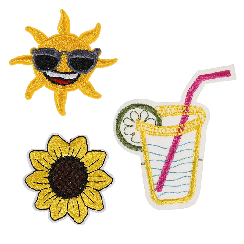 

1 PC T Shirt Embroidered Patch Sunflower Sun Applique Iron On Patches Sewing Tools Accessory Hot