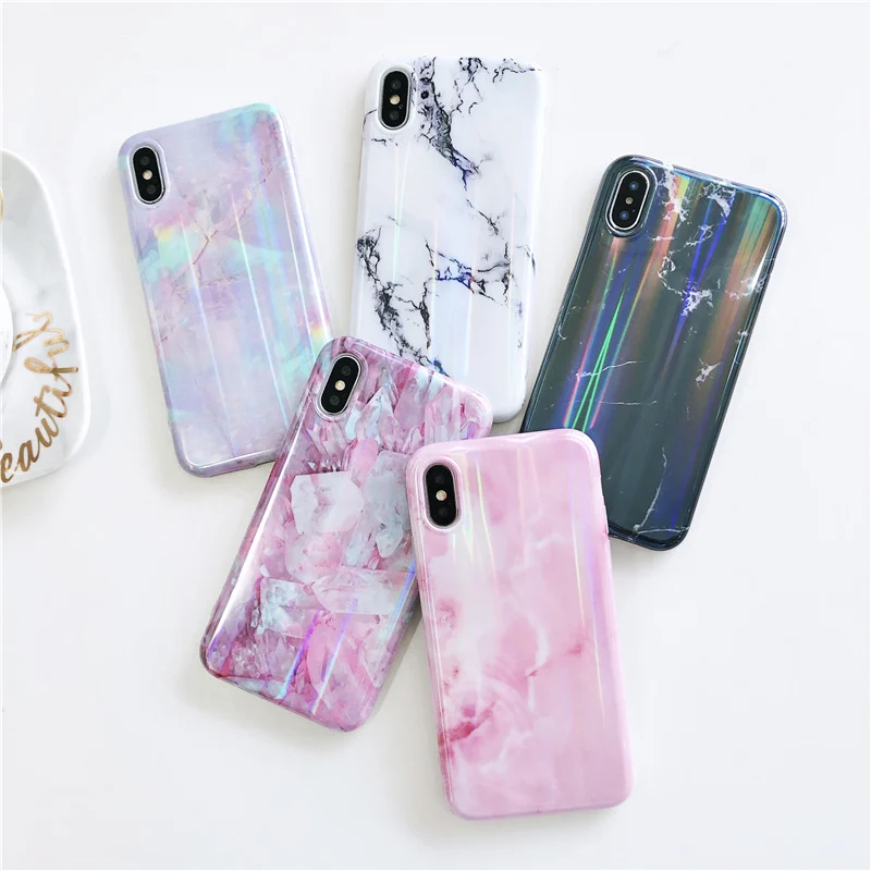 

Aurora laser marble Case for iphone 11 Pro MAX XR X XS Max Glossy soft silicone Case For iphone 6 6s 7 8 7plus phone back cover