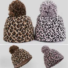 1 шт. новые модные бейсболки розовые/кофейные леопардовые мужские/женские хип-хоп зимние трикотажные изделия утепленные шапки помпоновая шапочка шляпа