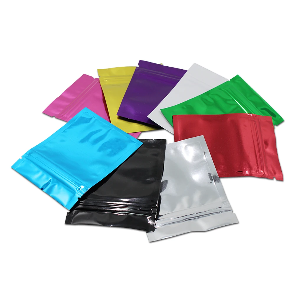 

200Pcs/Lot 8.5*13cm Resealable Zip Lock Aluminum Foil Valve ZipLock Bags Food Grocery Flat Mylar Foil Bag Package With Zipper