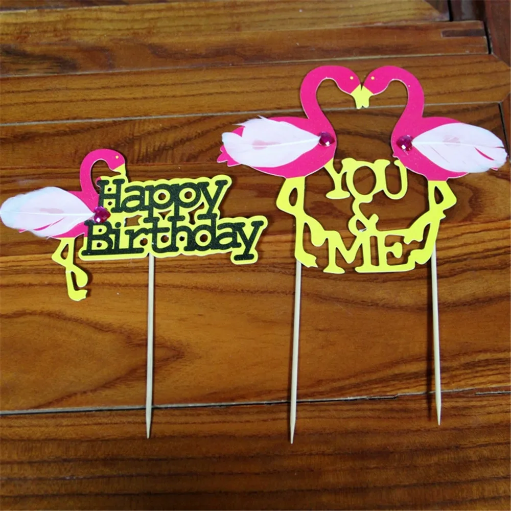 CRLEY 1 шт. Фламинго Cupcake Toppers выборка любовь с днем рождения Топпер одежда для свадьбы, дня рождения украшения Baby Shower Декор Топпер