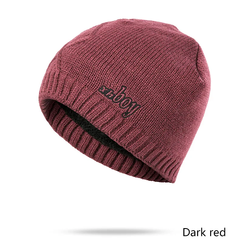 Evrfelan New Design Thick Winter Hat Scarf Men Women Knitting Warm Beanie Hat Ring Scarves Unisex Solid Color Gorros Bonnet - Цвет: dark red