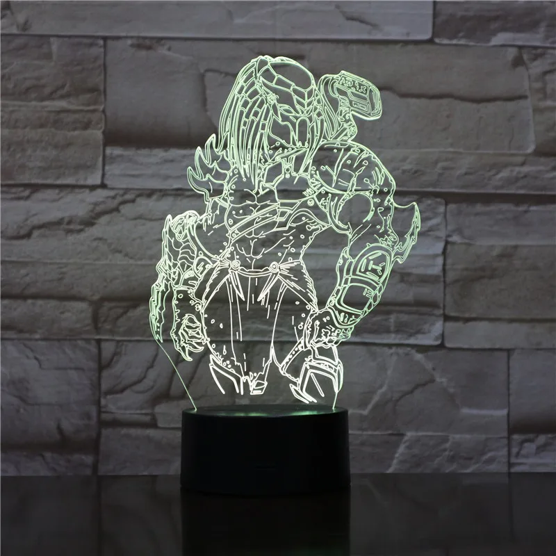  Predator 3D Lamp LED Changing Night lights Visual Illusion 7 Colors Changing LED Alien vs Wolf Pred